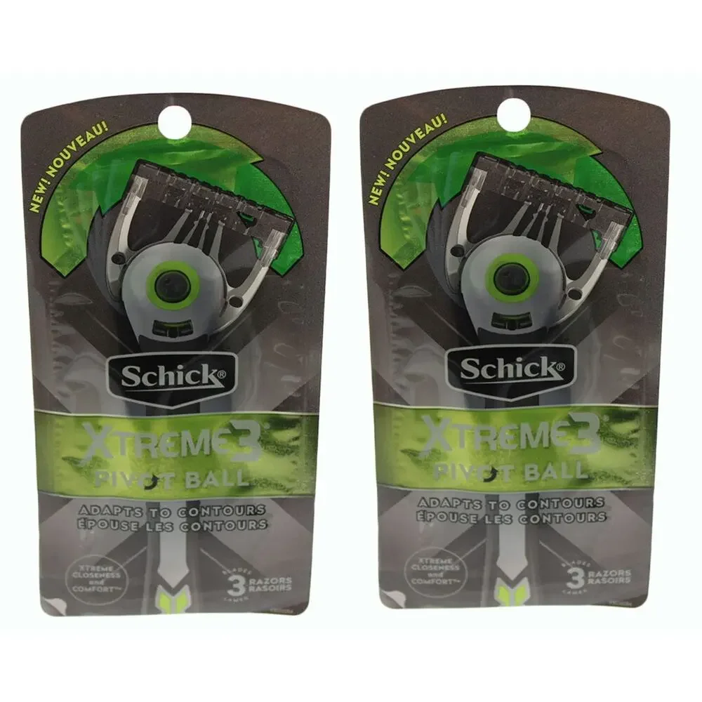 Men‎ Razor Schick Xtreme3 Pivot Ball 3 Blades Men Disposable Razor 1223-2 Pack